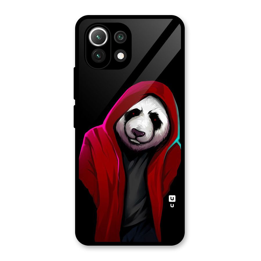 Cute Hoodie Panda Glass Back Case for Mi 11 Lite NE 5G