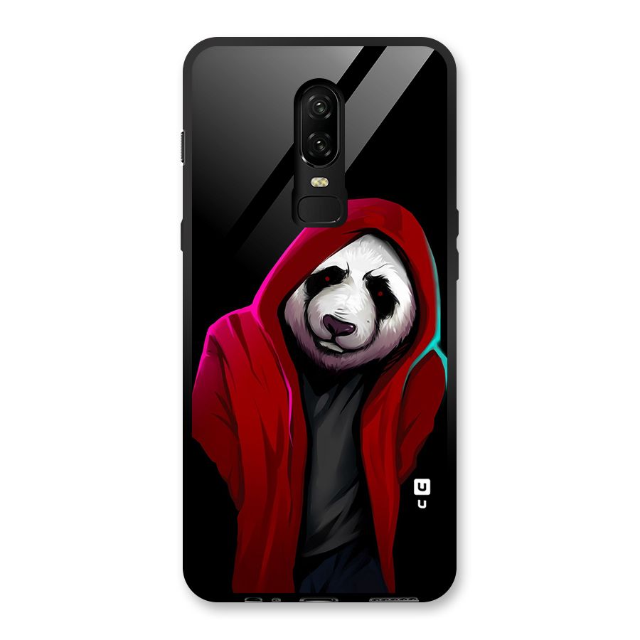 Cute Hoodie Panda Glass Back Case for OnePlus 6