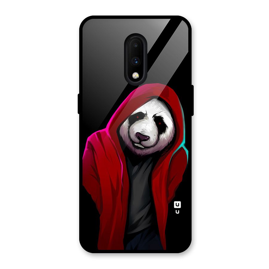 Cute Hoodie Panda Glass Back Case for OnePlus 7