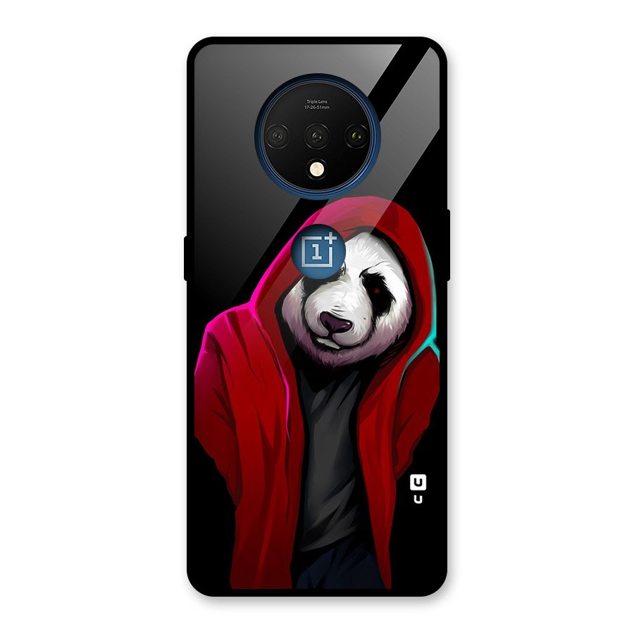 Cute Hoodie Panda Glass Back Case for OnePlus 7T