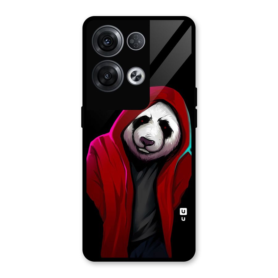 Cute Hoodie Panda Glass Back Case for Oppo Reno8 Pro 5G