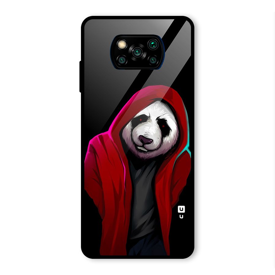 Cute Hoodie Panda Glass Back Case for Poco X3 Pro