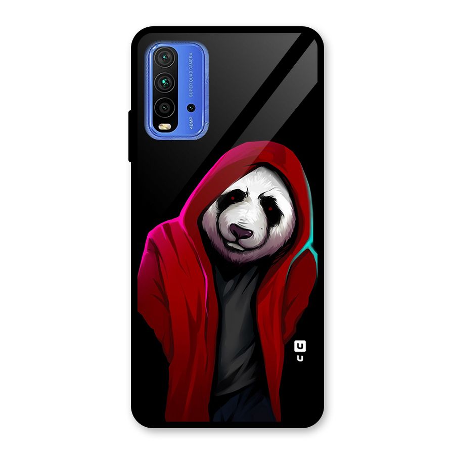 Cute Hoodie Panda Glass Back Case for Redmi 9 Power