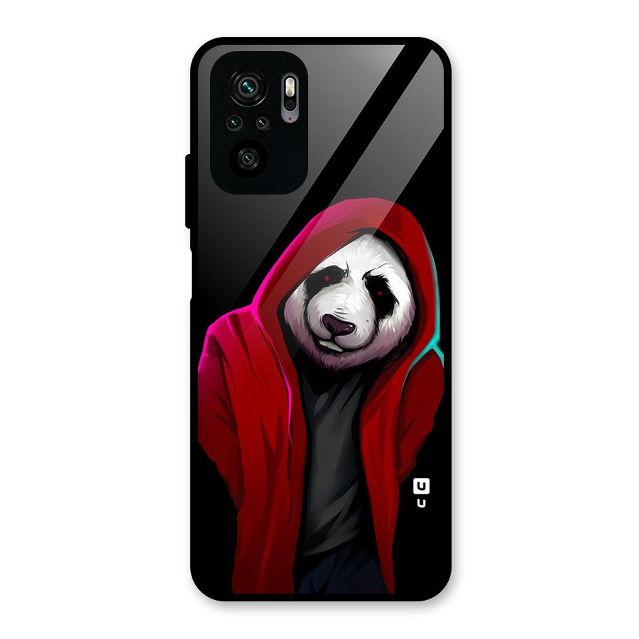 Cute Hoodie Panda Glass Back Case for Redmi Note 10S
