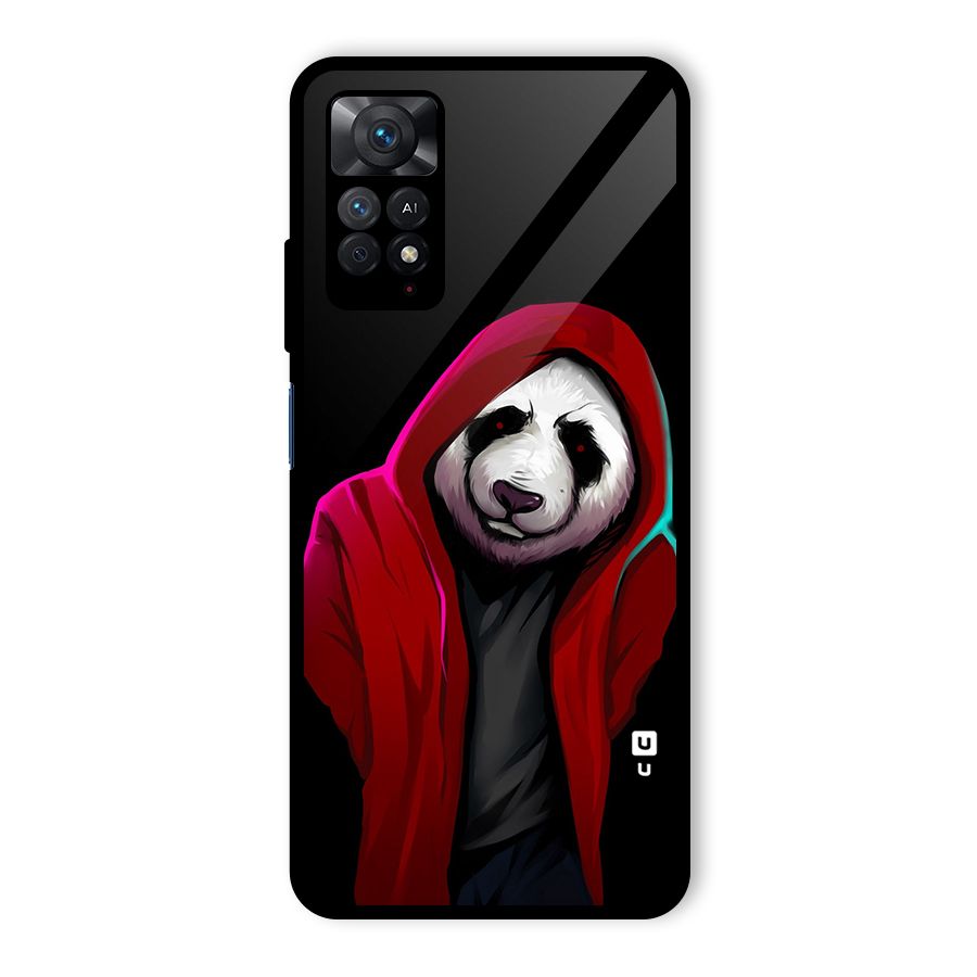 Cute Hoodie Panda Glass Back Case for Redmi Note 11 Pro