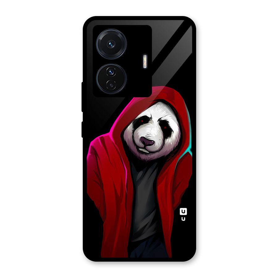 Cute Hoodie Panda Glass Back Case for Vivo T1 Pro