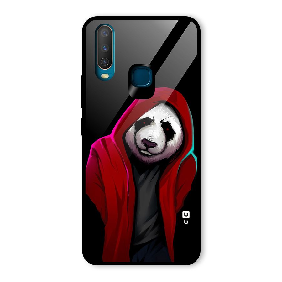 Cute Hoodie Panda Glass Back Case for Vivo U10
