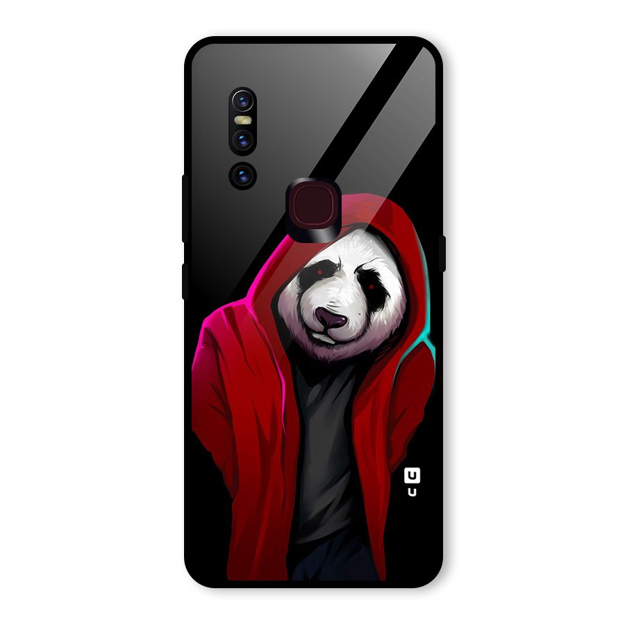 Cute Hoodie Panda Glass Back Case for Vivo V15