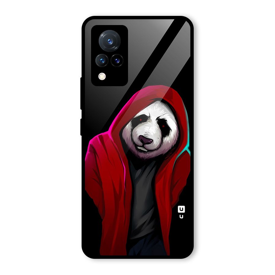 Cute Hoodie Panda Glass Back Case for Vivo V21 5G