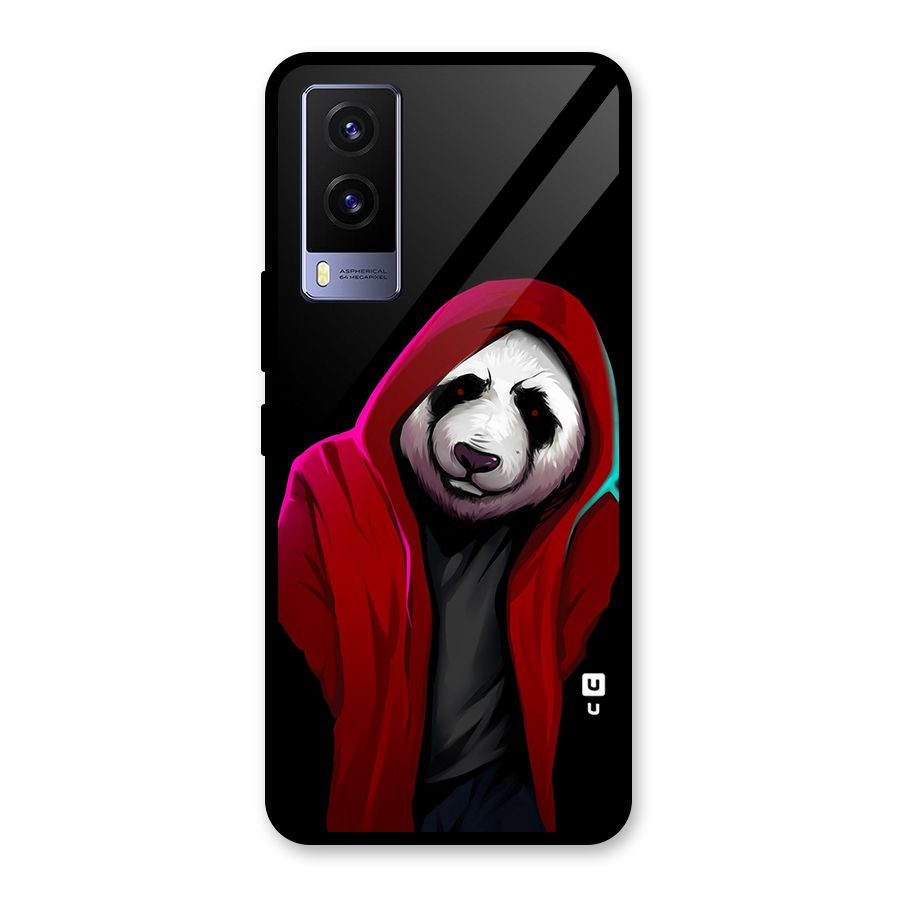 Cute Hoodie Panda Glass Back Case for Vivo V21e 5G