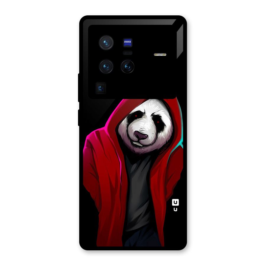 Cute Hoodie Panda Glass Back Case for Vivo X80 Pro
