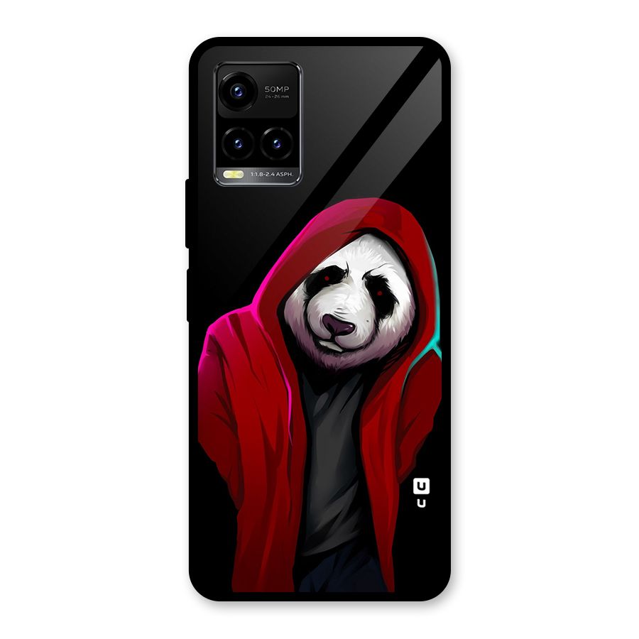 Cute Hoodie Panda Glass Back Case for Vivo Y21A