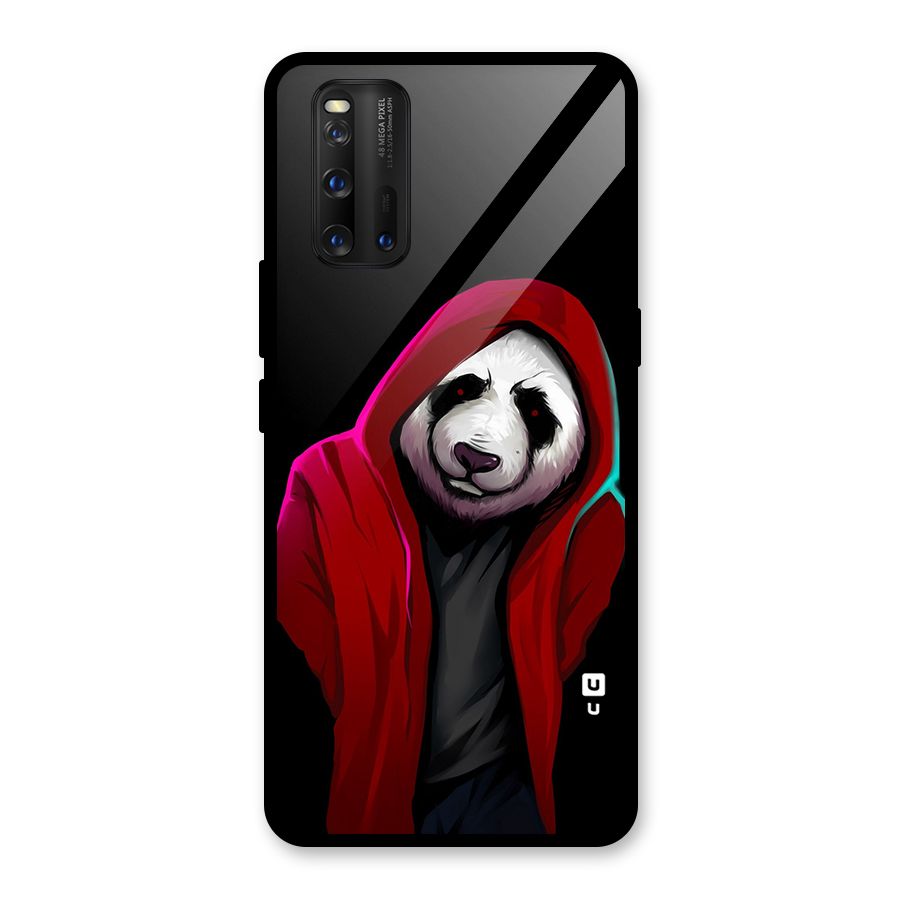 Cute Hoodie Panda Glass Back Case for Vivo iQOO 3