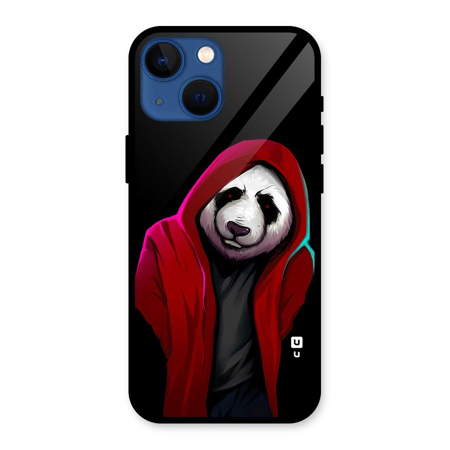 Cute Hoodie Panda Glass Back Case for iPhone 13 Mini