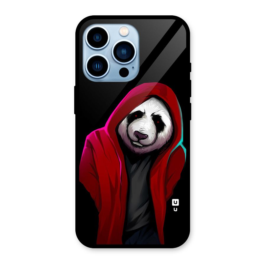 Cute Hoodie Panda Glass Back Case for iPhone 13 Pro