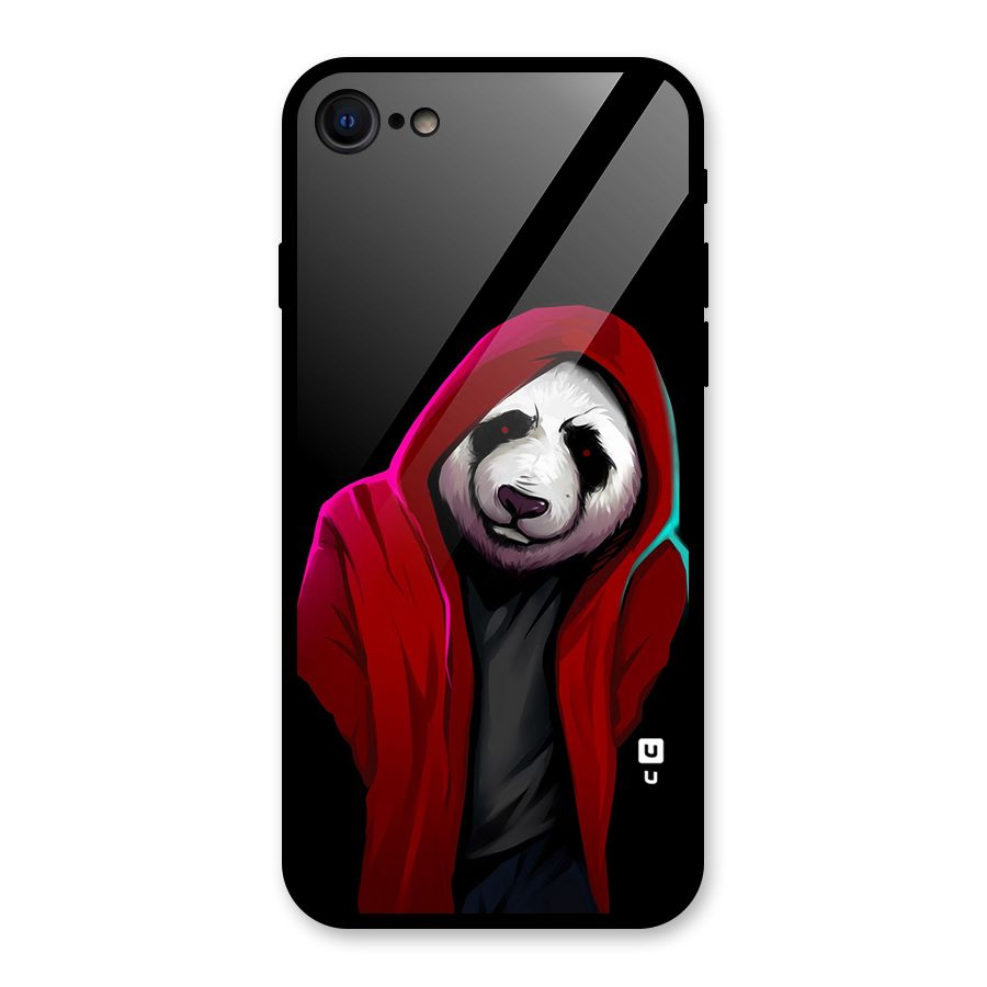 Cute Hoodie Panda Glass Back Case for iPhone SE 2022