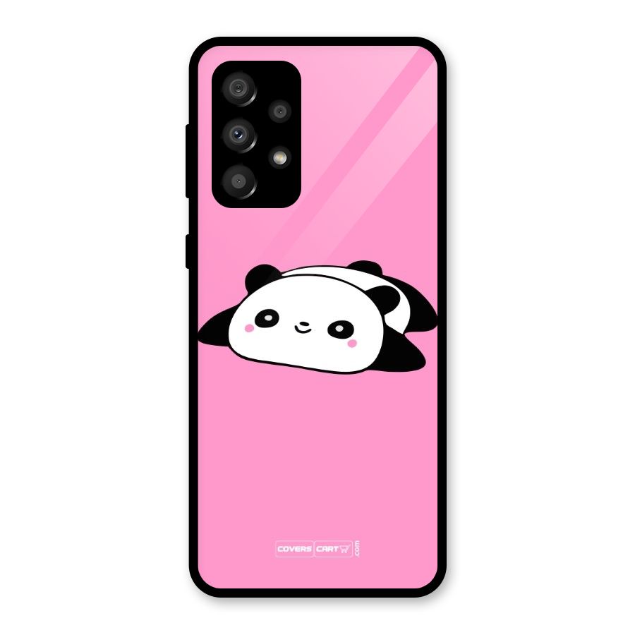 Cute Lazy Panda Glass Back Case for Galaxy A32