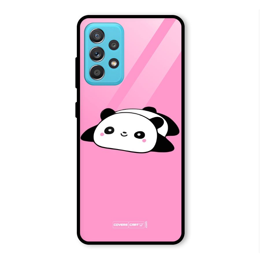 Cute Lazy Panda Glass Back Case for Galaxy A52s 5G
