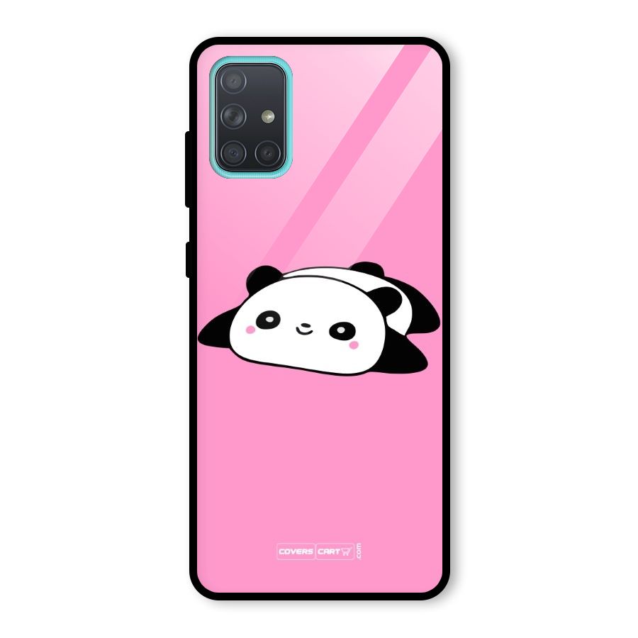 Cute Lazy Panda Glass Back Case for Galaxy A71
