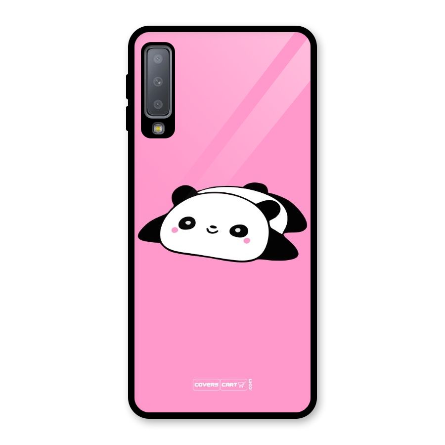 Cute Lazy Panda Glass Back Case for Galaxy A7 (2018)