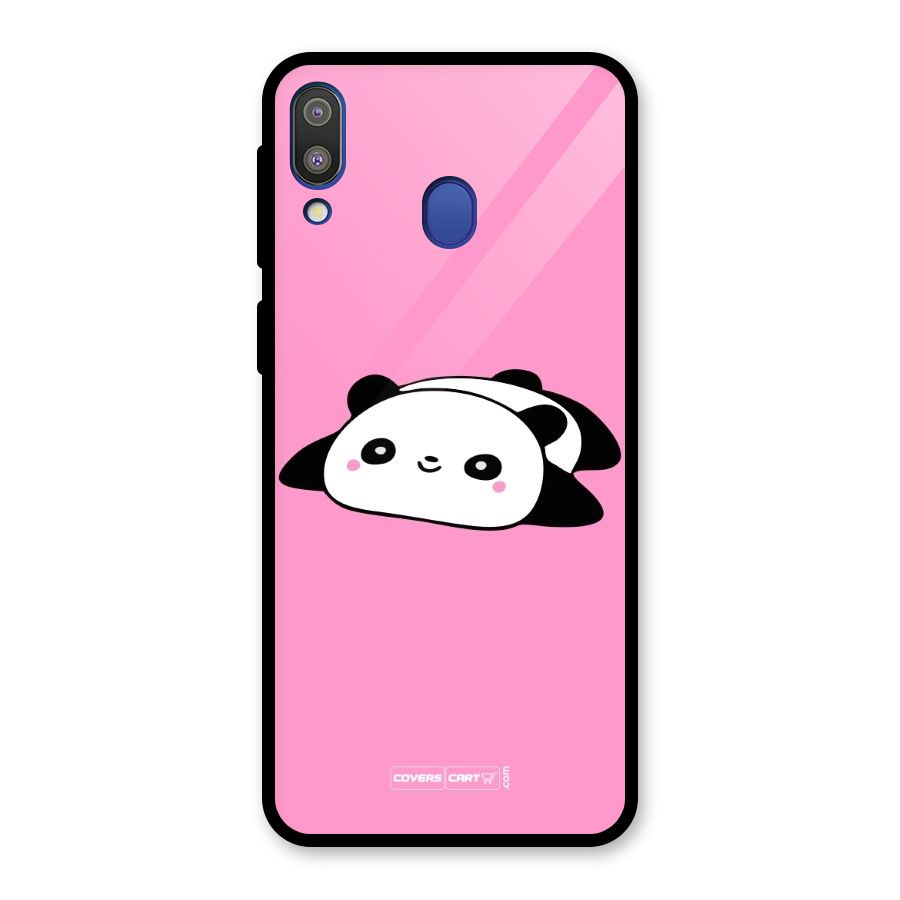 Cute Lazy Panda Glass Back Case for Galaxy M20