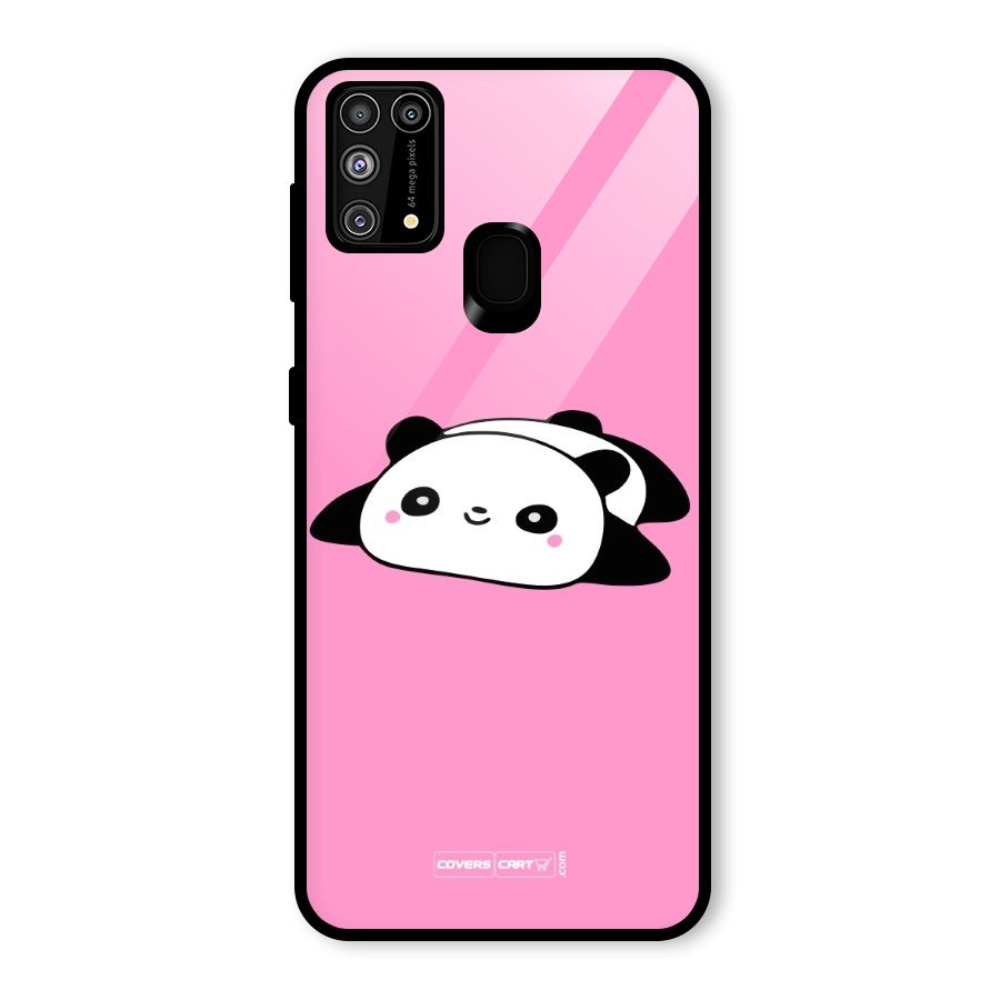 Cute Lazy Panda Glass Back Case for Galaxy M31