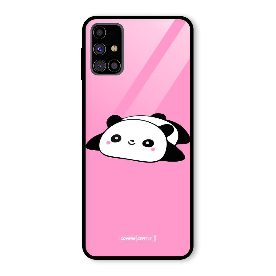 Cute Lazy Panda Glass Back Case for Galaxy M31s