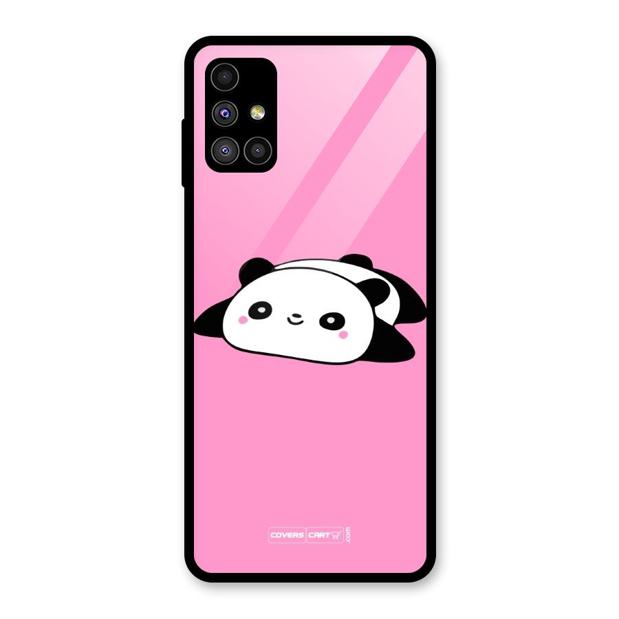 Cute Lazy Panda Glass Back Case for Galaxy M51