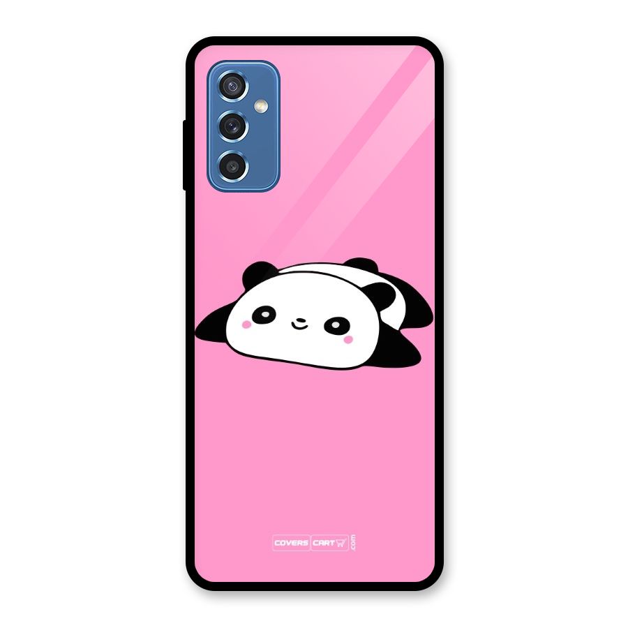 Cute Lazy Panda Glass Back Case for Galaxy M52 5G