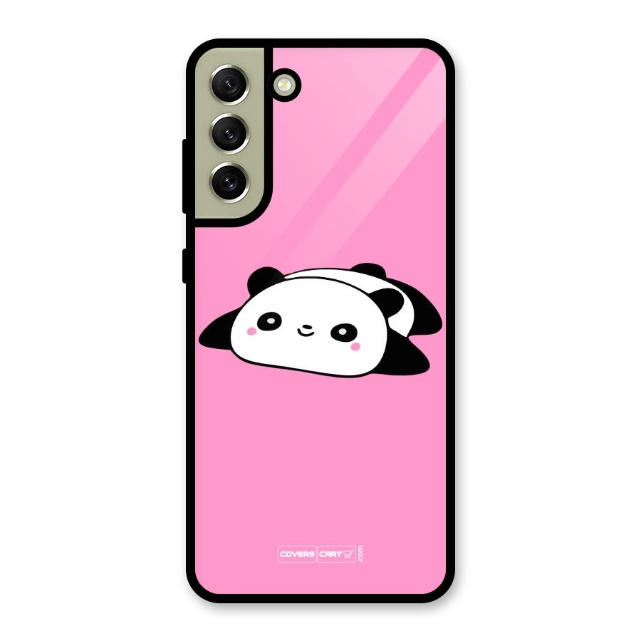 Cute Lazy Panda Glass Back Case for Galaxy S21 FE 5G