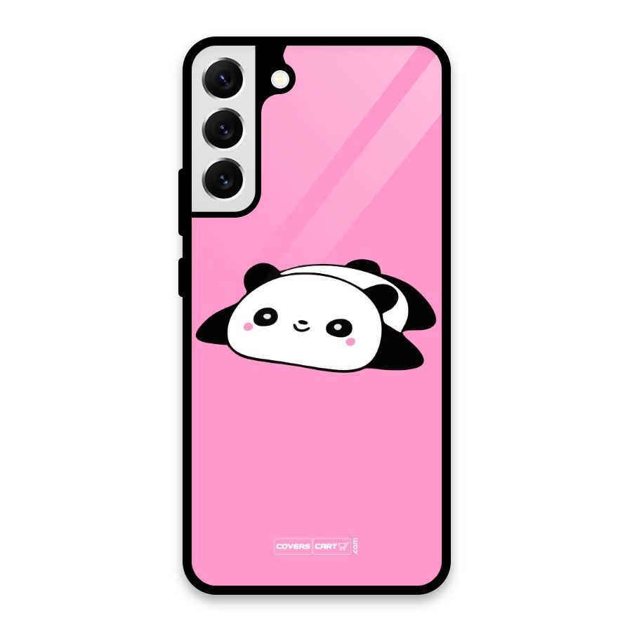Cute Lazy Panda Glass Back Case for Galaxy S22 Plus 5G