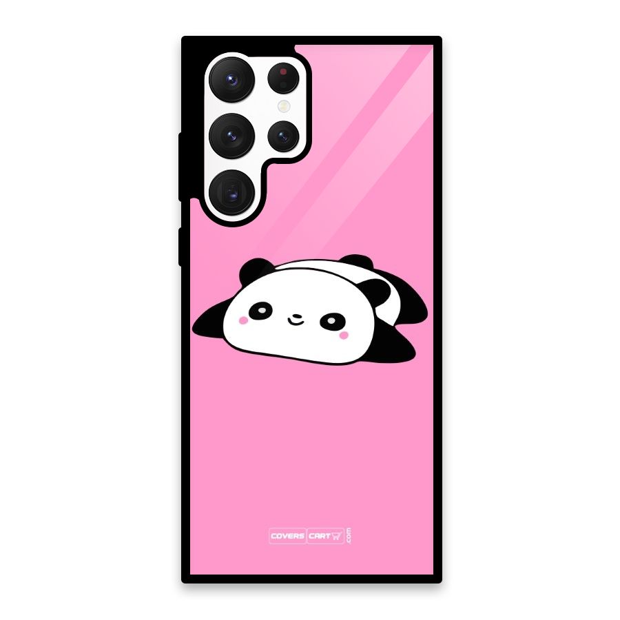 Cute Lazy Panda Glass Back Case for Galaxy S22 Ultra 5G