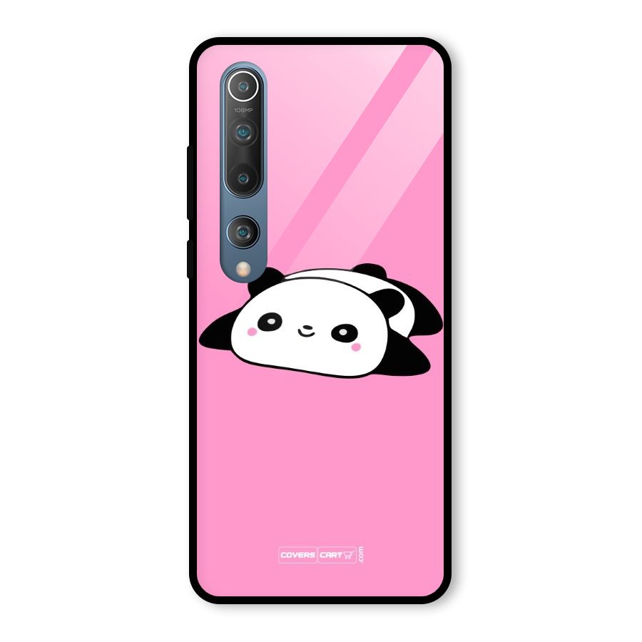 Cute Lazy Panda Glass Back Case for Mi 10