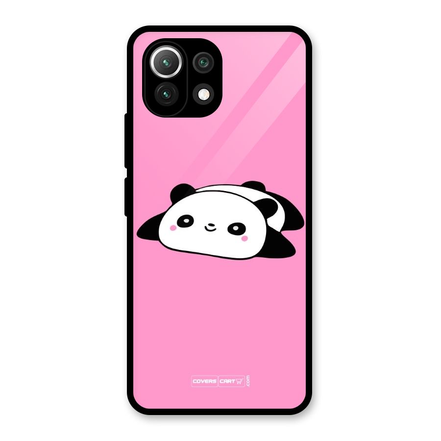 Cute Lazy Panda Glass Back Case for Mi 11 Lite