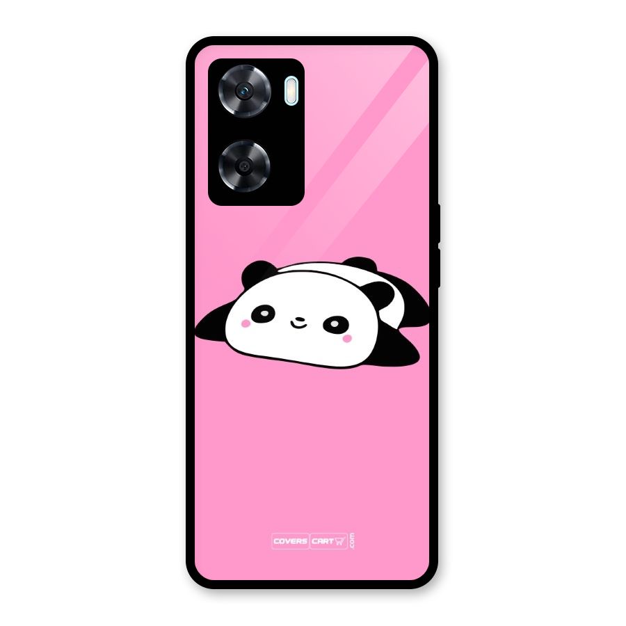 Cute Lazy Panda Glass Back Case for Oppo A77