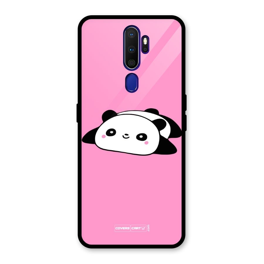 Cute Lazy Panda Glass Back Case for Oppo A9 (2020)