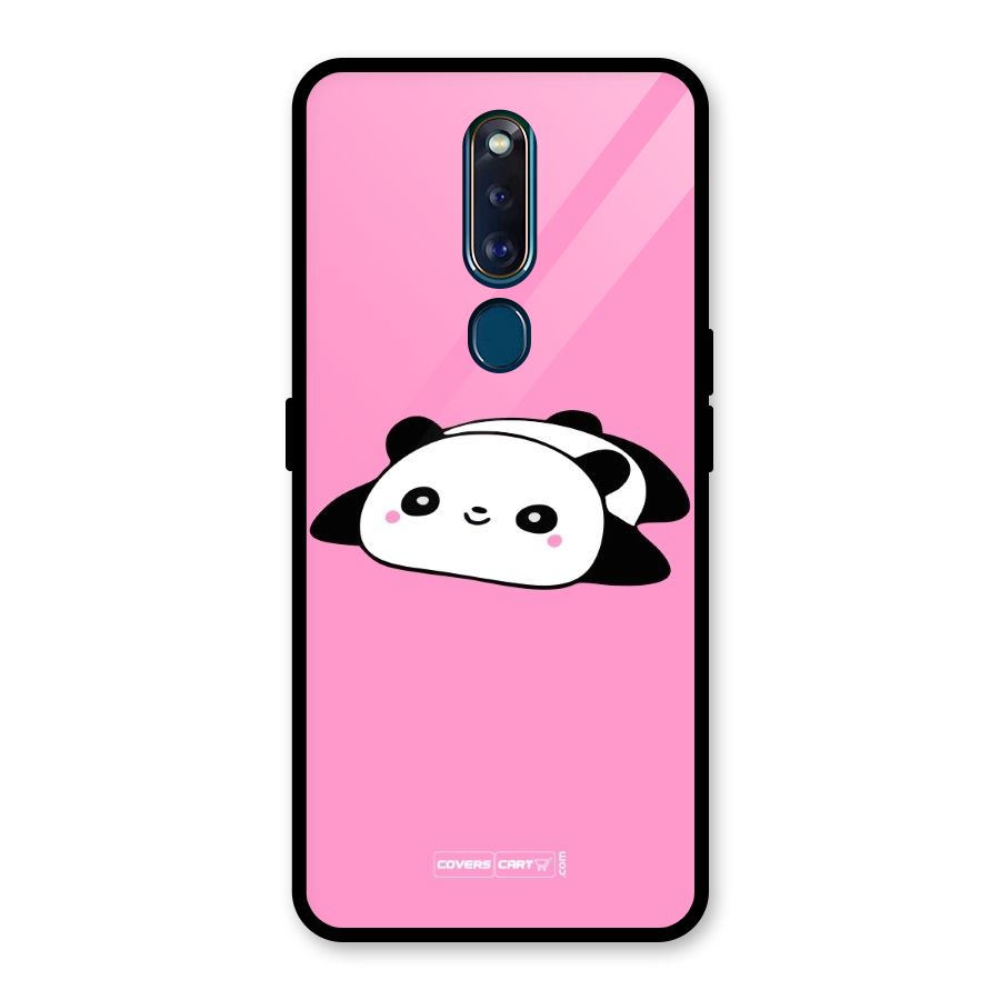 Cute Lazy Panda Glass Back Case for Oppo F11 Pro