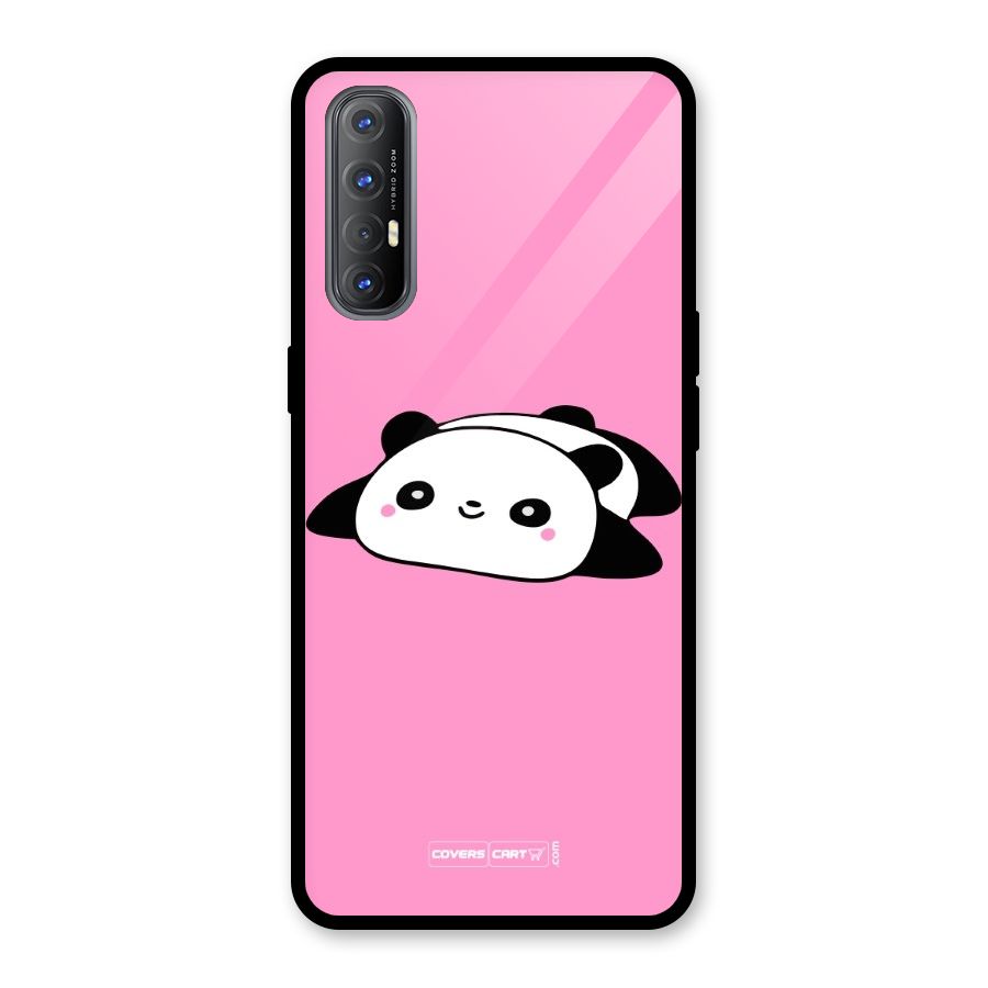 Cute Lazy Panda Glass Back Case for Oppo Reno3 Pro