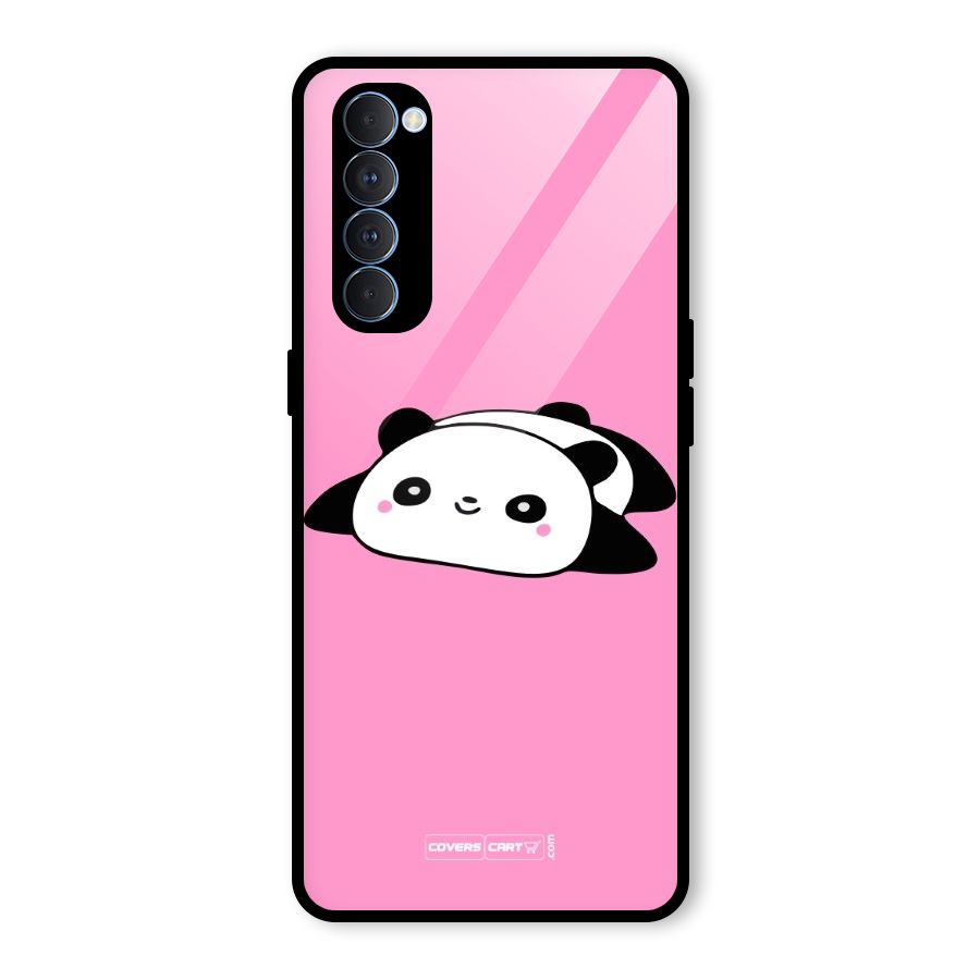 Cute Lazy Panda Glass Back Case for Oppo Reno4 Pro