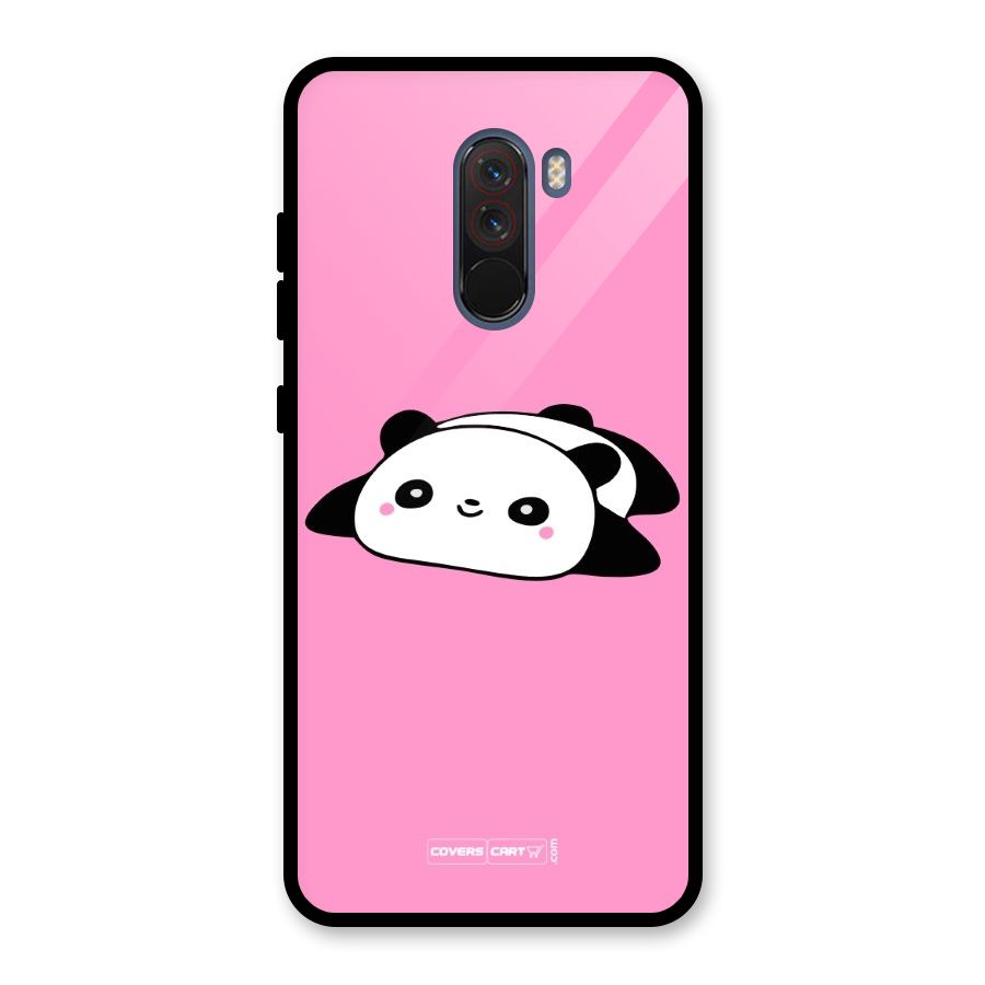 Cute Lazy Panda Glass Back Case for Poco F1
