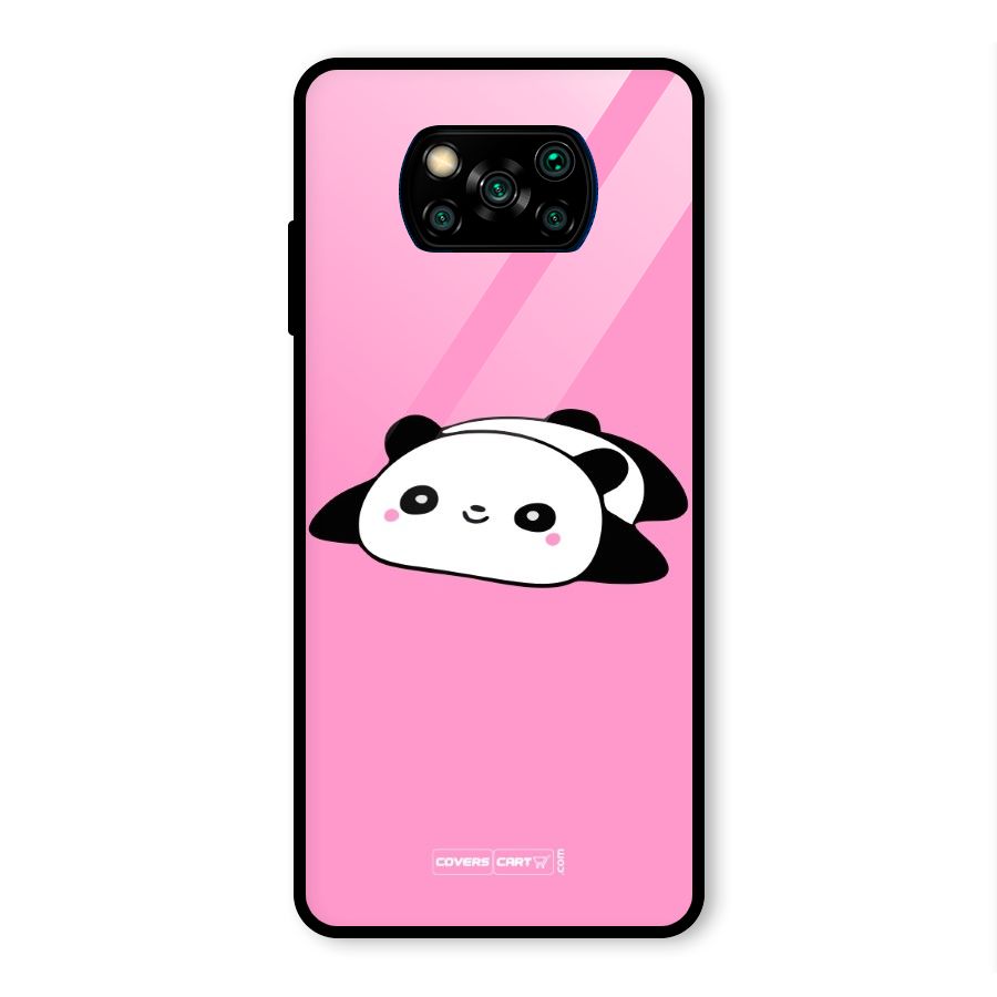 Cute Lazy Panda Glass Back Case for Poco X3 Pro