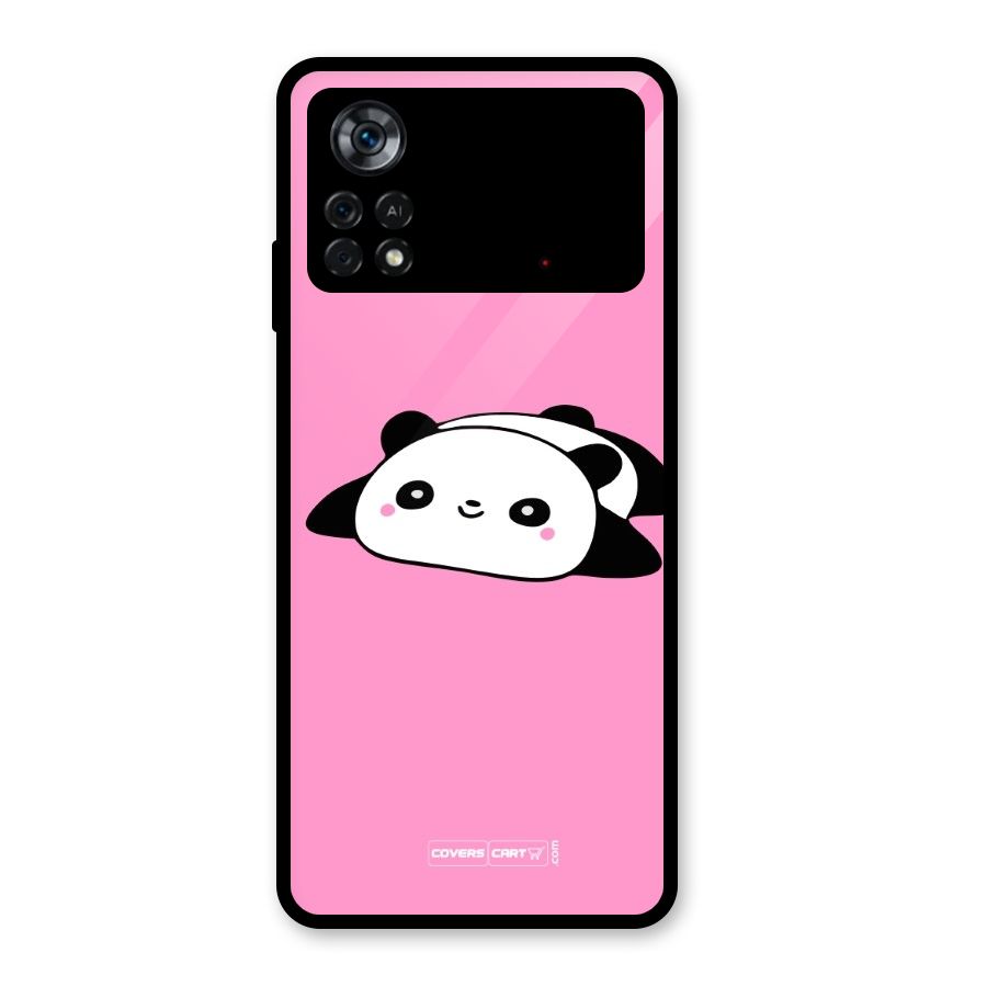 Cute Lazy Panda Glass Back Case for Poco X4 Pro 5G