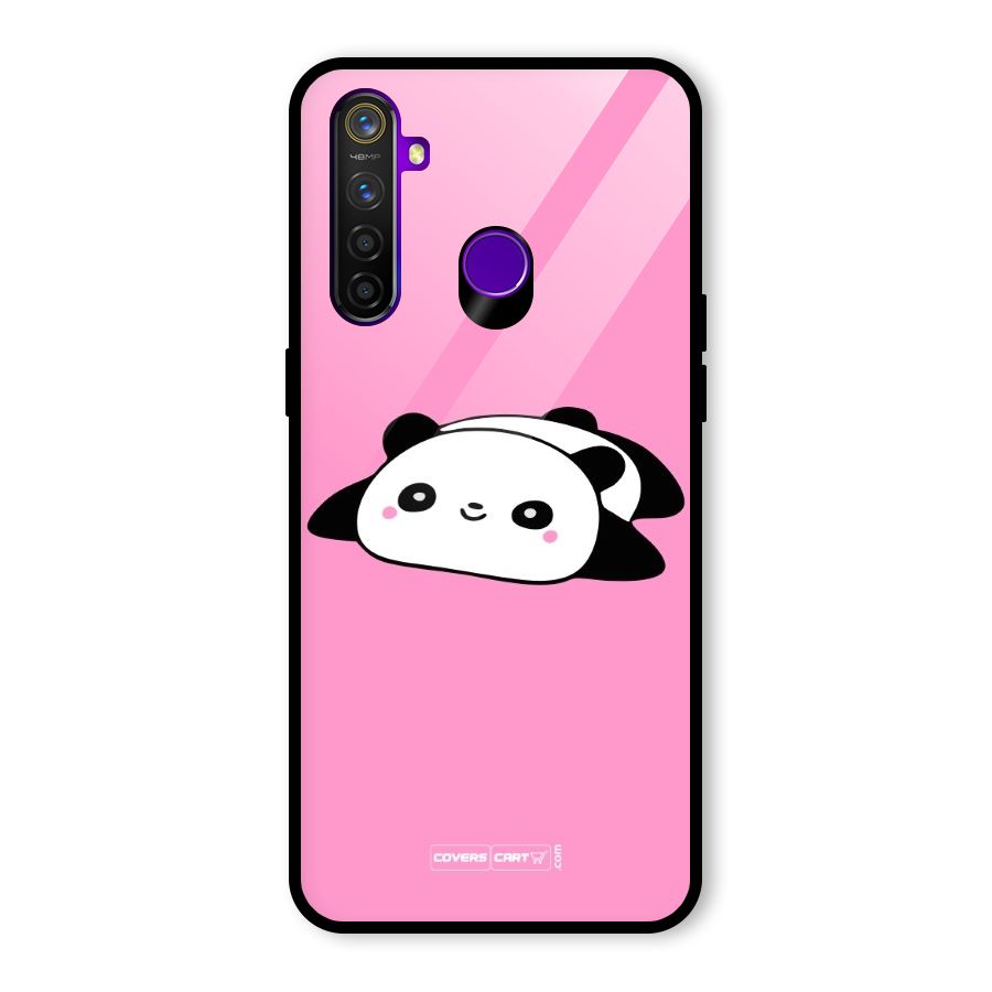 Cute Lazy Panda Glass Back Case for Realme 5 Pro