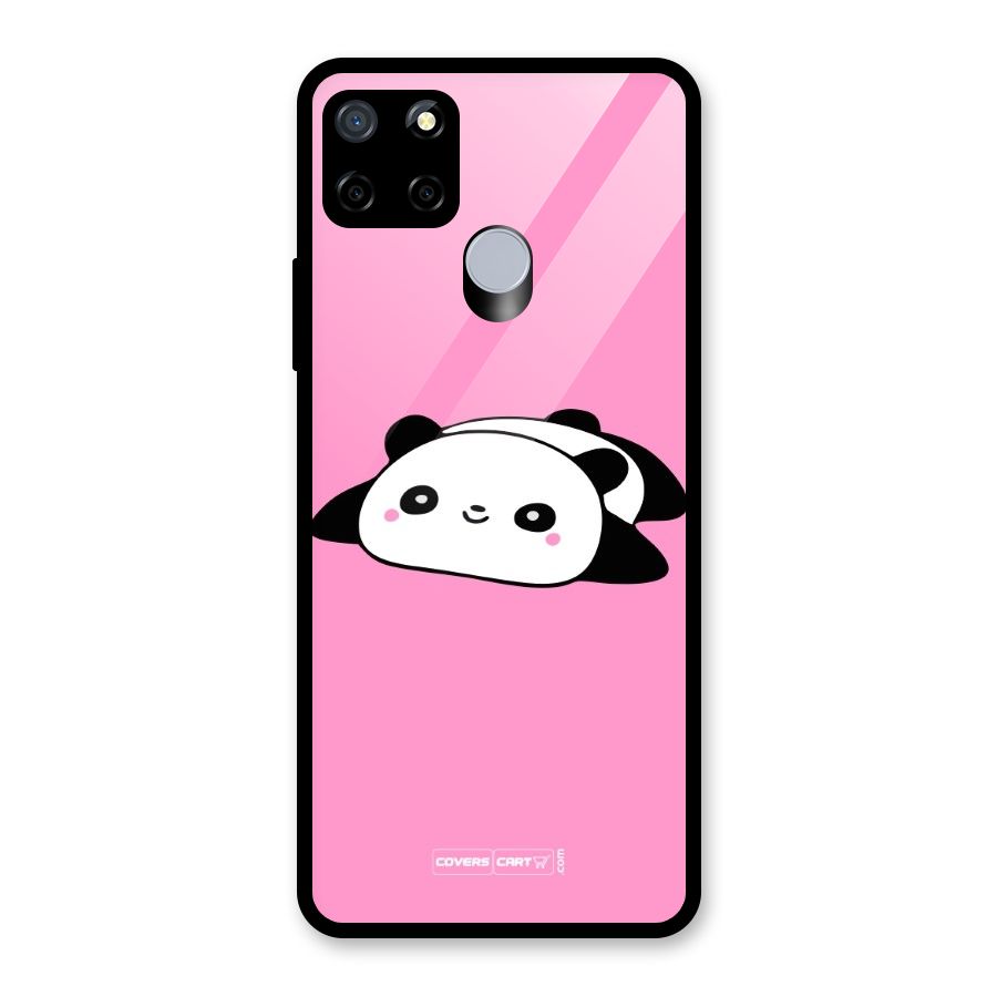 Cute Lazy Panda Glass Back Case for Realme C15