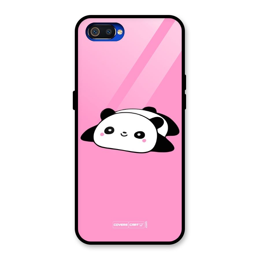 Cute Lazy Panda Glass Back Case for Realme C2