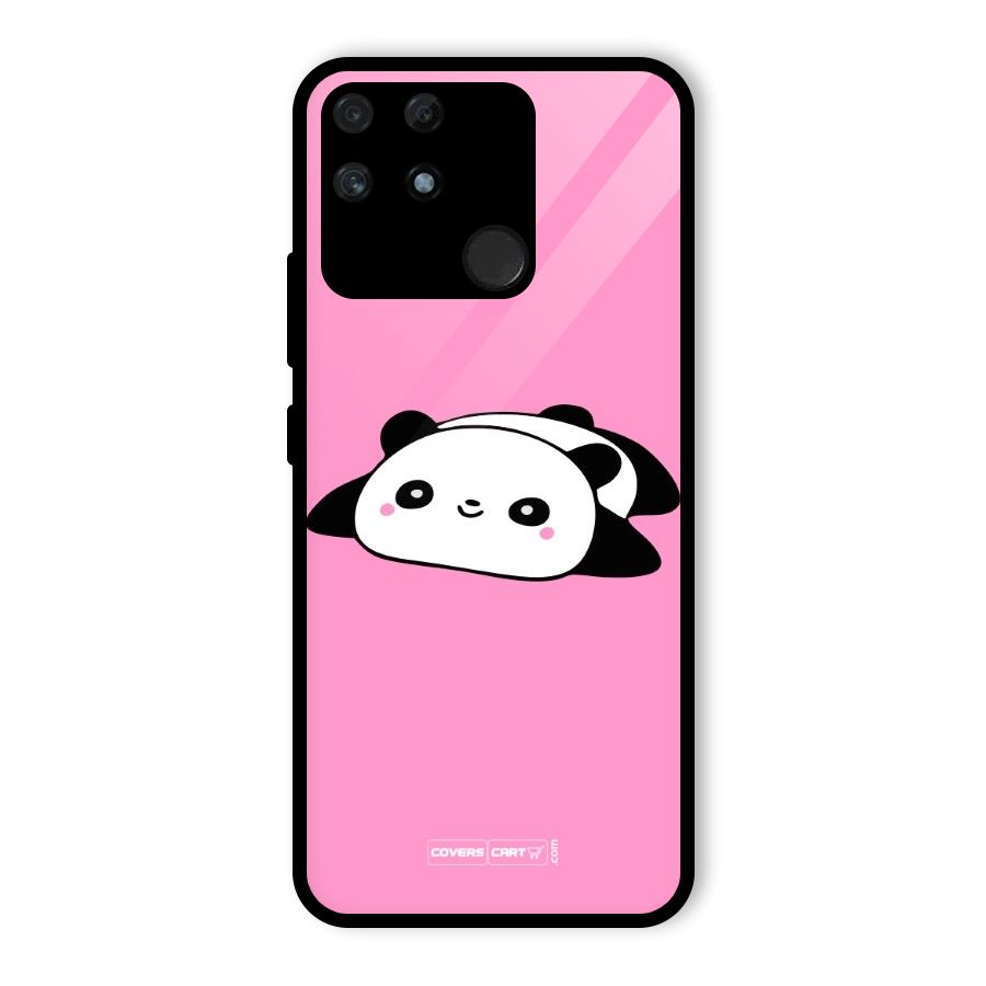 Cute Lazy Panda Glass Back Case for Realme Narzo 50A