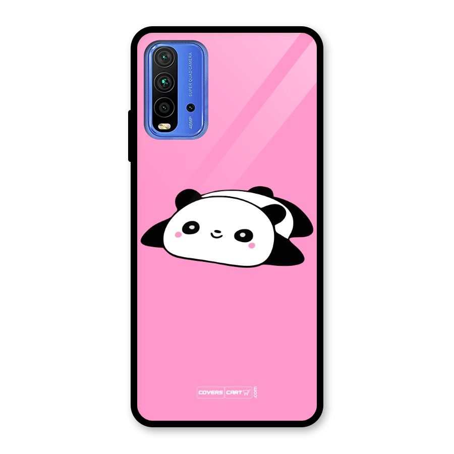 Cute Lazy Panda Glass Back Case for Redmi 9 Power