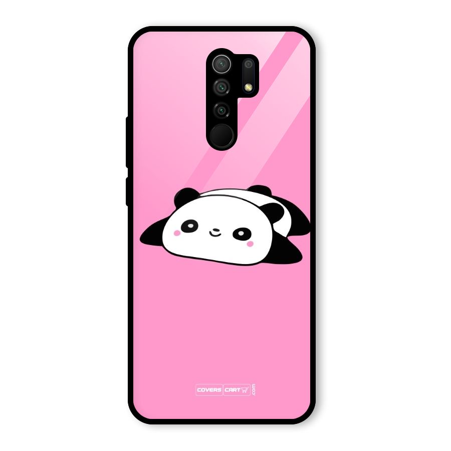 Cute Lazy Panda Glass Back Case for Redmi 9 Prime