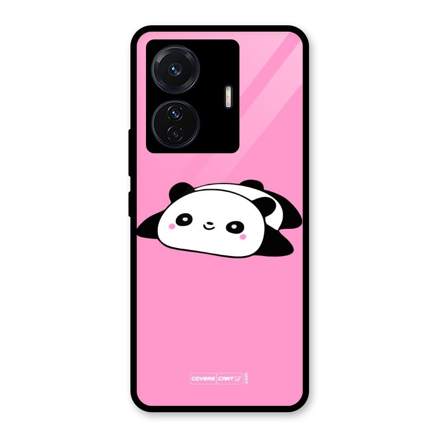 Cute Lazy Panda Glass Back Case for Vivo T1 Pro