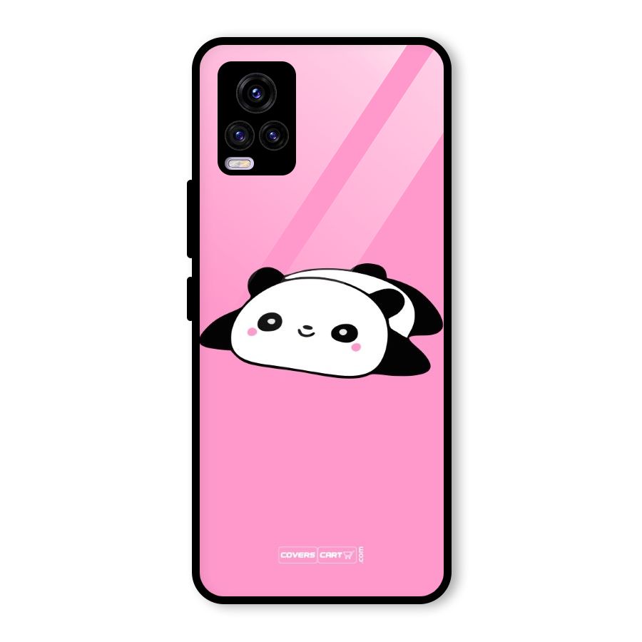 Cute Lazy Panda Glass Back Case for Vivo V20